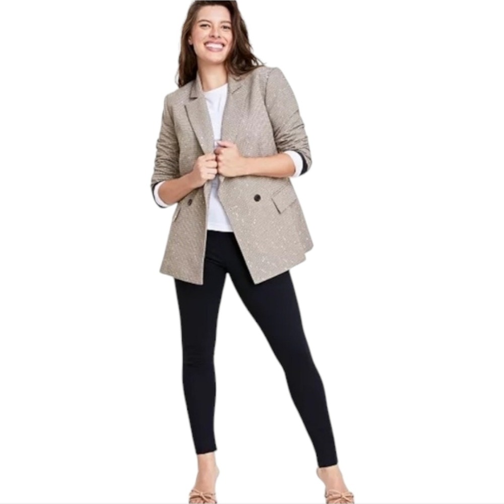 On 34th‎ Women's Sequined Plaid Double-Breasted Blazer Plus Size 20W New